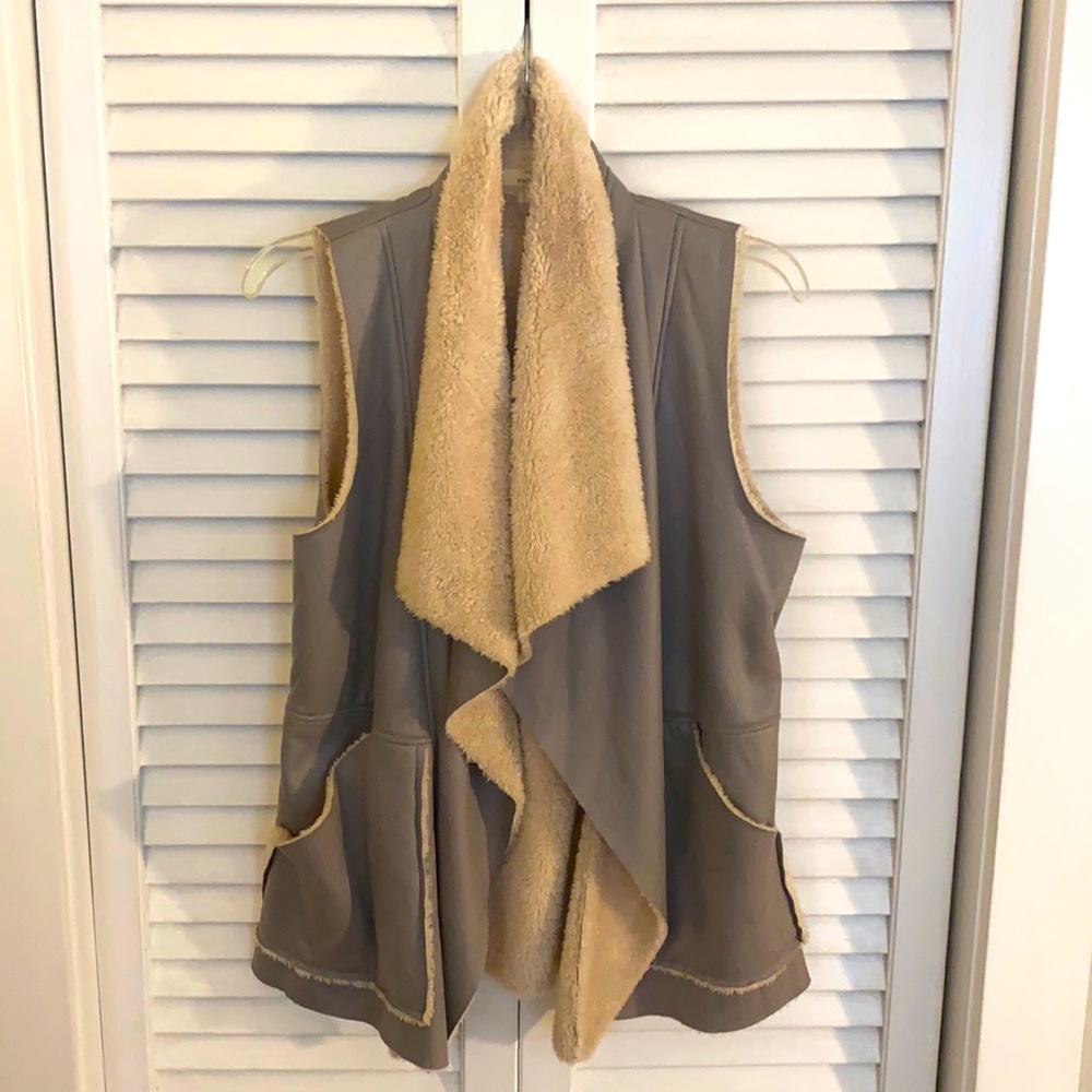 Faux suede and sherpa vest